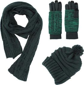 img 3 attached to Hat Glove Scarf Set Women Outdoor Recreation for Outdoor Clothing