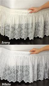 img 2 attached to 🛏️ Elegant Lace Trimmed Elastic Bed Wrap: Easy Fit Dust Ruffle Bedskirt, Ivory (Queen/King) - Collections Etc