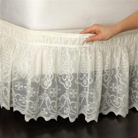 img 3 attached to 🛏️ Elegant Lace Trimmed Elastic Bed Wrap: Easy Fit Dust Ruffle Bedskirt, Ivory (Queen/King) - Collections Etc