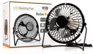 💨 orzly usb fan retro mini aluminium - black 360 rotation desk fan with usb power – compact 4" usb fan logo