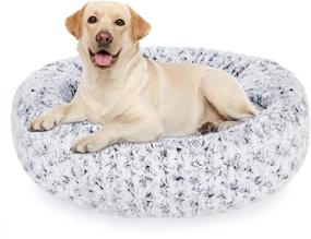 img 4 attached to 🌹 Furpezoo Rose Plush Round Donut Cat Bed Dog Bed: Cozy Comfort for Medium Small Pets with Removable Washable Cover