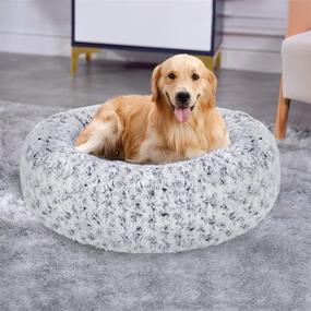 img 3 attached to 🌹 Furpezoo Rose Plush Round Donut Cat Bed Dog Bed: Cozy Comfort for Medium Small Pets with Removable Washable Cover