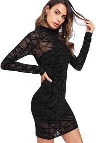 img 4 attached to 💃 Stunning Romwe Women's Sheer Mesh Long Sleeve Bodycon Dress - Unleash Your Boldness!