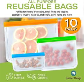 img 3 attached to 🥪 10 Pack FDA Grade Reusable Sandwich Bags - Leakproof & Plastic-Free Lunch Bags and Snack Bags, 2 Large, 5 Sandwich, and 3 Snack Bags, Food Grade PEVA Reusable Storage Bags