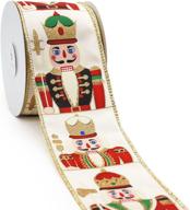 🎅 ct craft llc ivory toy soldier ribbon with wired - 2.5" x 10yds - ivory/toy soldier logo