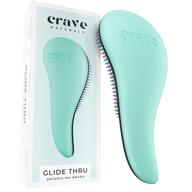 🔵 crave naturals glide thru detangling brush - perfect for adults & kids. ideal detangler hairbrush for natural, curly, straight, wet or dry hair. hair brushes for women. styling brush in turquoise. logo
