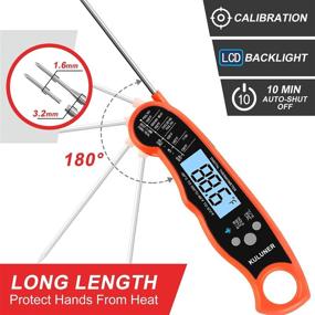 img 2 attached to 🔥 KULUNER TP-01 Waterproof Digital Instant Read Meat Thermometer | 4.6” Folding Probe, Backlight & Calibration Function | Cooking Food Candy, BBQ Grill, Liquids & Beef | Orange