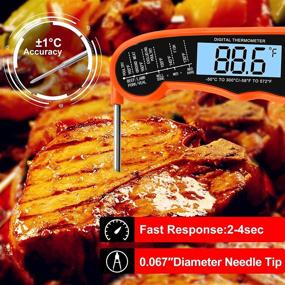 img 3 attached to 🔥 KULUNER TP-01 Waterproof Digital Instant Read Meat Thermometer | 4.6” Folding Probe, Backlight & Calibration Function | Cooking Food Candy, BBQ Grill, Liquids & Beef | Orange