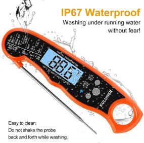 img 1 attached to 🔥 KULUNER TP-01 Waterproof Digital Instant Read Meat Thermometer | 4.6” Folding Probe, Backlight & Calibration Function | Cooking Food Candy, BBQ Grill, Liquids & Beef | Orange