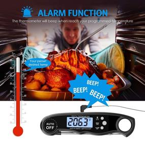 img 1 attached to Enhanced Performance: Dual Probe Oven Safe Meat Thermometer with LCD Backlight and Alarm Function - Ideal for Cooking, BBQ, Oven, Smoker Grill (Black)