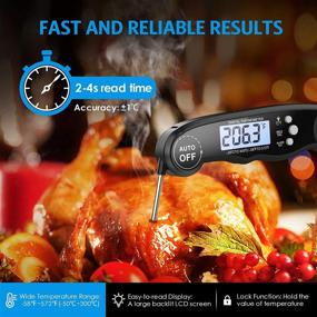 img 3 attached to Enhanced Performance: Dual Probe Oven Safe Meat Thermometer with LCD Backlight and Alarm Function - Ideal for Cooking, BBQ, Oven, Smoker Grill (Black)