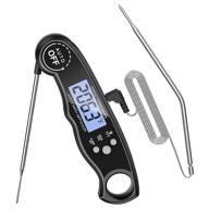 enhanced performance: dual probe oven safe meat thermometer with lcd backlight and alarm function - ideal for cooking, bbq, oven, smoker grill (black) logo