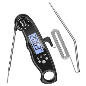 img 4 attached to Enhanced Performance: Dual Probe Oven Safe Meat Thermometer with LCD Backlight and Alarm Function - Ideal for Cooking, BBQ, Oven, Smoker Grill (Black)