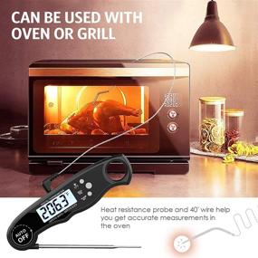 img 2 attached to Enhanced Performance: Dual Probe Oven Safe Meat Thermometer with LCD Backlight and Alarm Function - Ideal for Cooking, BBQ, Oven, Smoker Grill (Black)