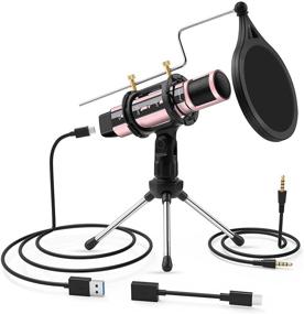 img 4 attached to 🎙️ Rosegold USB Microphone with Stand for Laptop, MAC, Windows, Phone – ZealSound Metal Condenser Recording Mic for ASMR, Zoom Stream, YouTube Video Studio, Voice Overs & Broadcast