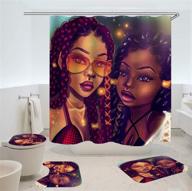 🚿 sara nell afro black twins african american women bathroom set: black girl magic shower curtains, toilet pad cover, bath mat & shower curtain set logo