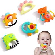 🦕 optimized iplay, ilearn baby rattle set: soothing teether, infant dinosaur rattle toys, hand grab and spin shaker, teething sensory toy, newborn shower gifts for 3 6 9 12 month toddlers boys girls logo