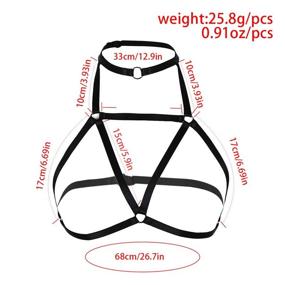 img 2 attached to Sexy Black Zehory Harness Bra Body Chain Belt Jewelry for Women and Girls - Elastic Black Body Chain Belt (Black) (Black 1)