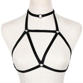 img 3 attached to Sexy Black Zehory Harness Bra Body Chain Belt Jewelry for Women and Girls - Elastic Black Body Chain Belt (Black) (Black 1)