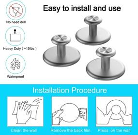 img 3 attached to 🔧 3-Pack Self Adhesive Robe/Towel Hooks - Wall Mount Utility Hooks for Bathroom, Kitchen, Bedroom, Hotel - Aluminum Alloy