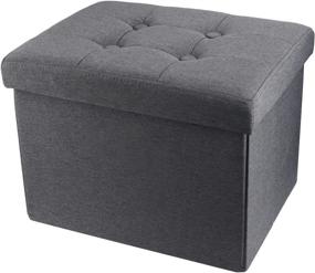 img 4 attached to Alasdo Multipurpose Storage Ottoman: Folding Cube Coffee Table, Foot Rest & Children Sofa in Linen Fabric - Grey, L17.7W14H13