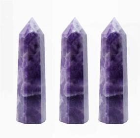 img 1 attached to 💎 Runyangshi Dream Amethyst Healing Crystal Wands - 3.3"-3.5" Height, 6 Faceted Prism Wand - Reiki Chakra Stone - Natural Quartz
