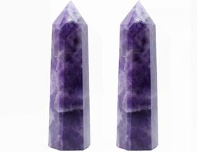 img 2 attached to 💎 Runyangshi Dream Amethyst Healing Crystal Wands - 3.3"-3.5" Height, 6 Faceted Prism Wand - Reiki Chakra Stone - Natural Quartz