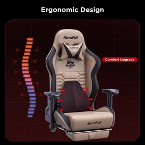 img 2 attached to 🎮 AutoFull Gaming Office Desk Ergonomic Lumbar Support Chair, Racing Style PU Leather PC High Back Swivel Task Chair with Footrest, Brown, 19.7" D x 27.6" W x 47.2" H