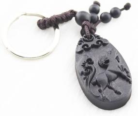 img 3 attached to 🐏 FOY-MALL Chinese Zodiac Sheep Ebony Wood Carved Unisex Key Chain M1111