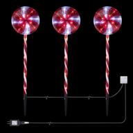 🎄 alpine corporation cor114t-3 candy cane pathway led lights - decorative winter christmas lights for front yard, red and white - set of 3 holiday décor логотип