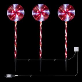 img 4 attached to 🎄 Alpine Corporation COR114T-3 Candy Cane Pathway LED Lights - Decorative Winter Christmas Lights for Front Yard, Red and White - Set of 3 Holiday Décor