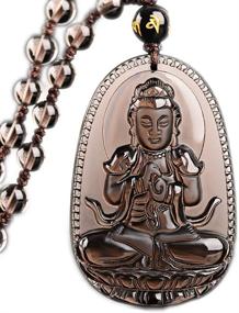 img 4 attached to Obsidian Bodhisattva Kwan Yin Necklace Necklace