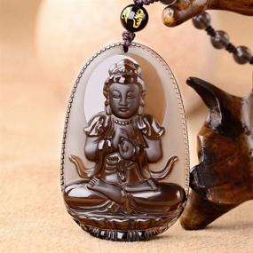 img 2 attached to Obsidian Bodhisattva Kwan Yin Necklace Necklace