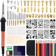 🔥 complete 96-piece wood burning kit: pyrography pen soldering iron tool with creative diy wooden kits - carving, embossing, soldering tips, and carrying case included logo