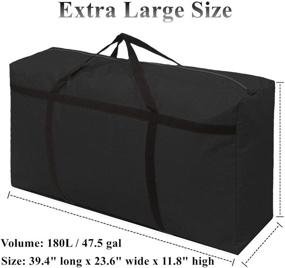 img 3 attached to 🛍️ KXF 180L Extra Large Waterproof Black Storage Bags with Handles - Durable Carry Bags for Under Bed Storage, Travel, Moving, Decorations, Gym, School - 100x60x30cm