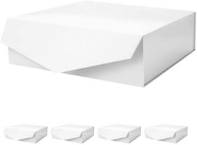 img 4 attached to 🎁 УПАКОВКА PACKHOME 5 подарочных коробок: премиум-большие подарочные коробки с крышками, идеальные для предложений подружкам невесты, прочные и складывающиеся коробки для хранения с магнитным замком - глянцево-белые, 14x9.5x4.5 дюйма