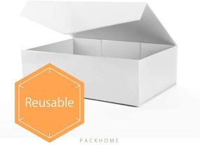 img 2 attached to 🎁 УПАКОВКА PACKHOME 5 подарочных коробок: премиум-большие подарочные коробки с крышками, идеальные для предложений подружкам невесты, прочные и складывающиеся коробки для хранения с магнитным замком - глянцево-белые, 14x9.5x4.5 дюйма