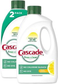 img 4 attached to Cascade Free & Clear Lemon Essence Dishwasher Detergent Gel - 2 Count (60 fl oz ea)