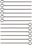 🔪 premium 8-inch stainless steel skewers for bbq, grilling, and kabobs - set of 12, ring-tip handle logo