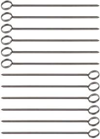 img 1 attached to 🔪 Premium 8-Inch Stainless Steel Skewers for BBQ, Grilling, and Kabobs - Set of 12, Ring-Tip Handle