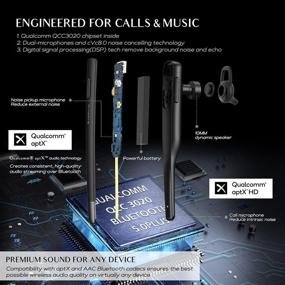 img 1 attached to 🎧 Беспроводная гарнитура с Bluetooth и несколькими микрофонами, отменой шума cVc8.0, 24-часовой четкой связью, наушниками-вставками для руководителей iOS Android Cell Phone, водителей/грузчиков (черный)