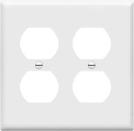 🔌 enerlites 8822-w outlet wall plate, 2-gang standard size, white, polycarbonate thermoplastic material логотип