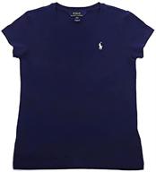 👕 ralph lauren polo girls xl (16) navy crewneck t-shirt with white pony design - x_l logo