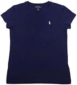 img 2 attached to 👕 Ralph Lauren Polo Girls XL (16) Navy Crewneck T-Shirt with White Pony Design - x_l