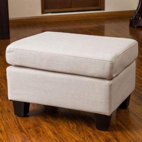 img 3 attached to 🛋️ Rosella Linen Fabric Ottoman by Christopher Knight Home