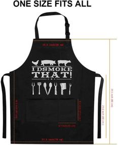 img 3 attached to YuanDe Funny Grilling Apron for Men - I'd Smoke That - One Size Fits All - Kitchen Cooking Barbecue Apron with 3 Large Pockets for Dad, Husband, Boyfriend - Black Mens Apron for Outdoor BBQ - Enhanced SEO