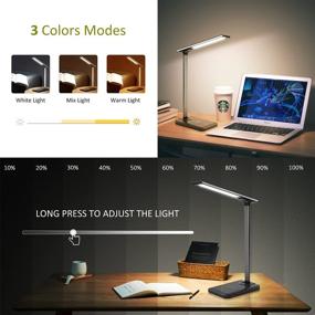 img 1 attached to 💡 Enhanced COSITA LED Desk Lamp: Wireless Charger, USB Port, 6 Brightness Levels, 3 Lighting Modes, Touch Control, Eye-Caring Desk Light, Black