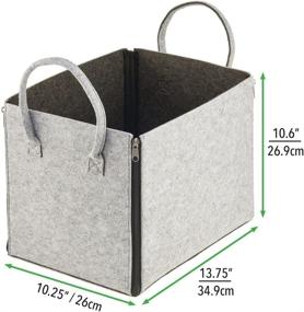 img 1 attached to 📦 mDesign Soft Felt Cube Bin Box with Zipper - Attached Handles - Closet, Bedroom, Furniture Shelving Units Storage - Textured Print - Charcoal Gray and Light Gray