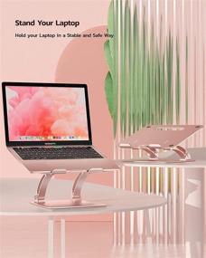 img 1 attached to 🌟 Nulaxy Laptop Stand: Ergonomic Height & Angle Adjustable Riser Holder for MacBook, Dell XPS, Samsung, Alienware & More (11-17'') - Supports Up to 44 Lbs - Rose Gold