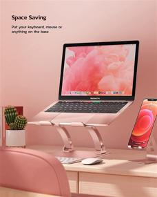 img 2 attached to 🌟 Nulaxy Laptop Stand: Ergonomic Height & Angle Adjustable Riser Holder for MacBook, Dell XPS, Samsung, Alienware & More (11-17'') - Supports Up to 44 Lbs - Rose Gold